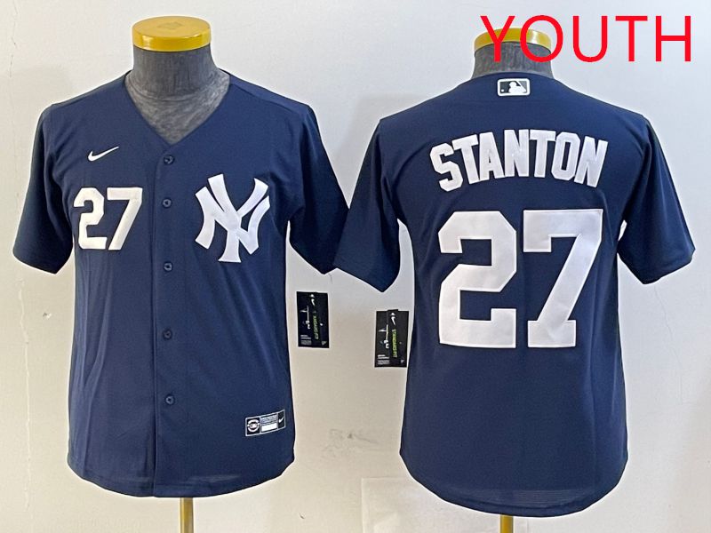 Youth New York Yankees #27 Stanton Blue Game 2025 Nike MLB Jersey style 4->youth mlb jersey->Youth Jersey